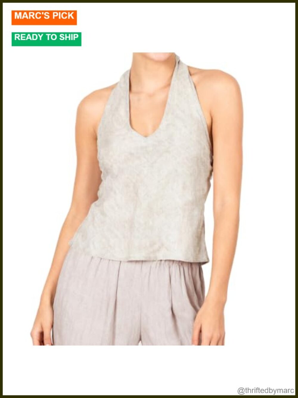 100% Linen Sleeveless Backless Self-Tie Halter Crop Top Summer